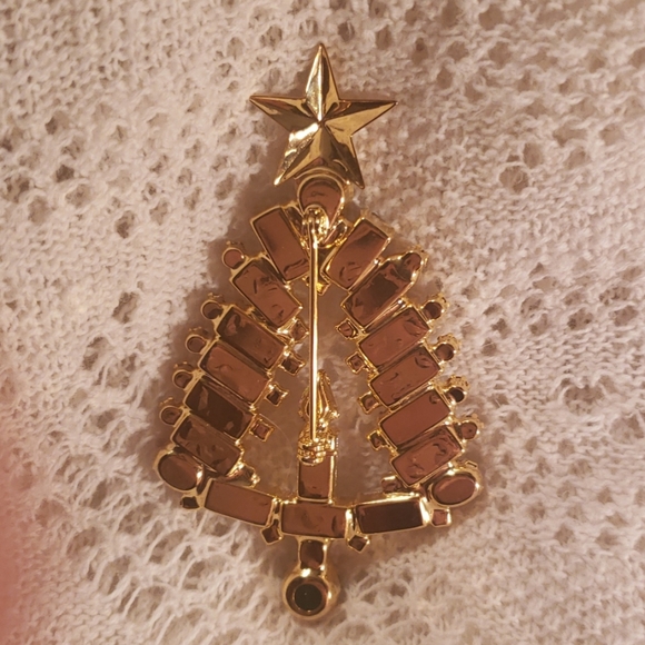 Gold plated christmas tree brooch - Picture 3 of 3